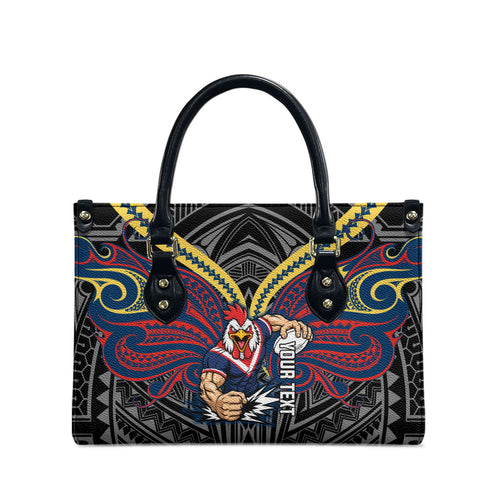 Custom Sydney Roosters Leather Bag Roosters Warrior Polynesia Islander Rugby Mascot