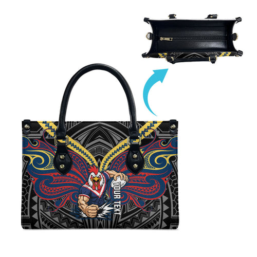Custom Sydney Roosters Leather Bag Roosters Warrior Polynesia Islander Rugby Mascot