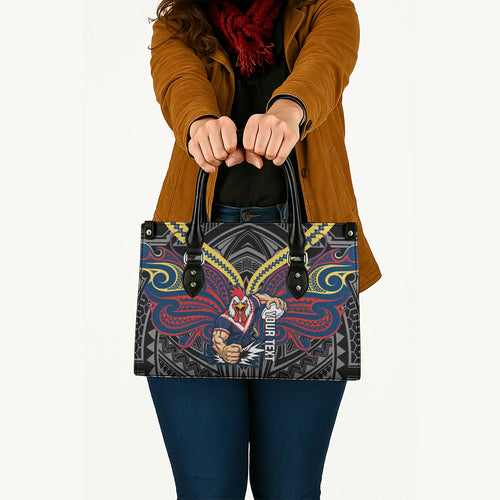 Custom Sydney Roosters Leather Bag Roosters Warrior Polynesia Islander Rugby Mascot