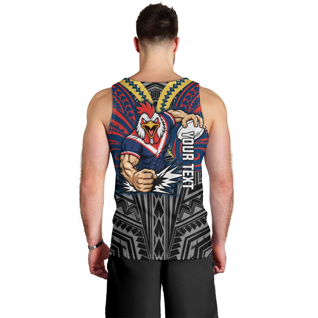 Custom Sydney Roosters Men Tank Top Roosters Warrior Polynesia Islander Rugby Mascot