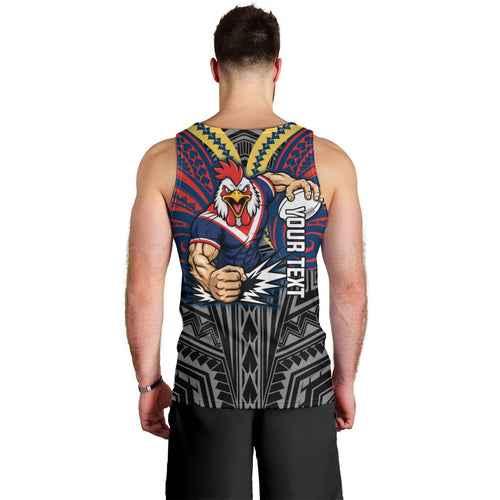 Custom Sydney Roosters Men Tank Top Roosters Warrior Polynesia Islander Rugby Mascot