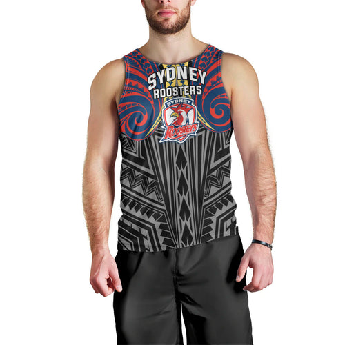 Custom Sydney Roosters Men Tank Top Roosters Warrior Polynesia Islander Rugby Mascot