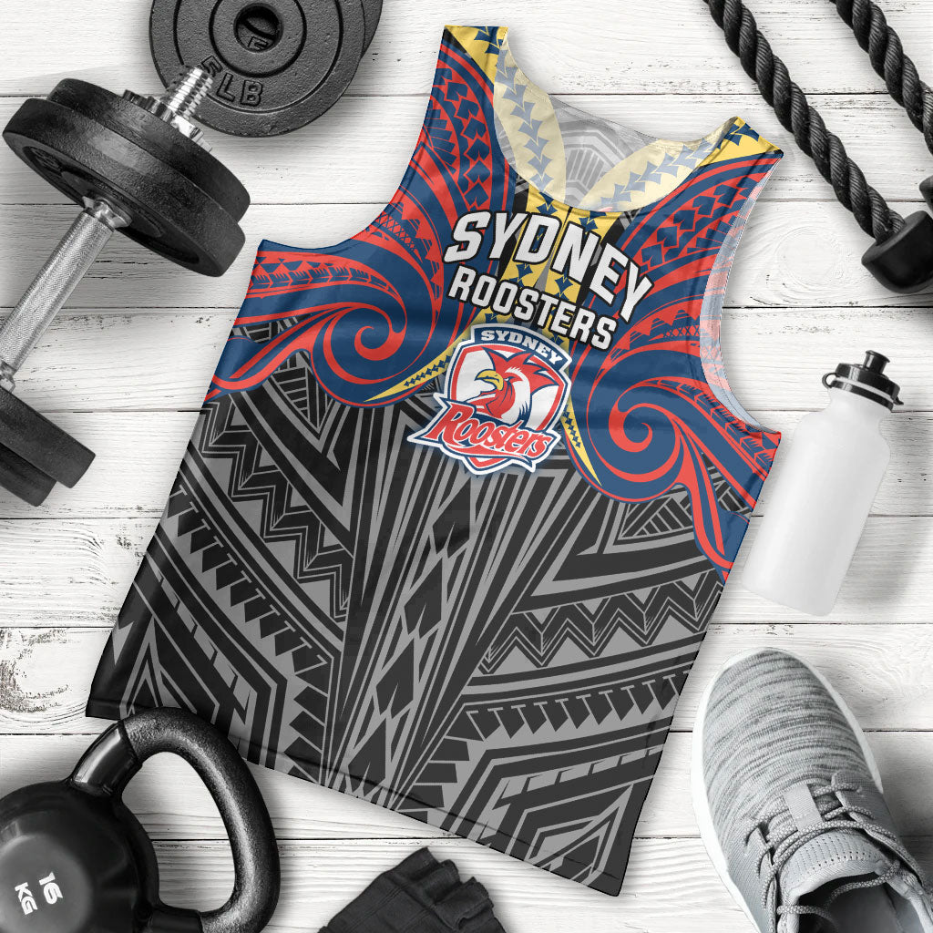 Custom Sydney Roosters Men Tank Top Roosters Warrior Polynesia Islander Rugby Mascot
