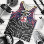 Custom Sydney Roosters Men Tank Top Roosters Warrior Polynesia Islander Rugby Mascot