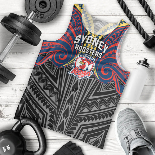 Custom Sydney Roosters Men Tank Top Roosters Warrior Polynesia Islander Rugby Mascot