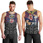 Custom Sydney Roosters Men Tank Top Roosters Warrior Polynesia Islander Rugby Mascot