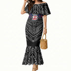 Custom Sydney Roosters Mermaid Dress Roosters Warrior Polynesia Islander Rugby Mascot