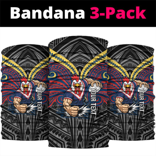 Custom Sydney Roosters Neck Gaiter Roosters Warrior Polynesia Islander Rugby Mascot