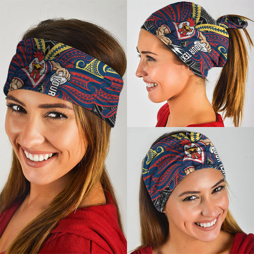 Custom Sydney Roosters Neck Gaiter Roosters Warrior Polynesia Islander Rugby Mascot