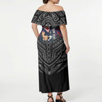 Custom Sydney Roosters Off Shoulder Maxi Dress Roosters Warrior Polynesia Islander Rugby Mascot