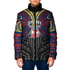 Custom Sydney Roosters Padded Jacket Roosters Warrior Polynesia Islander Rugby Mascot