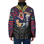 Custom Sydney Roosters Padded Jacket Roosters Warrior Polynesia Islander Rugby Mascot