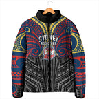 Custom Sydney Roosters Padded Jacket Roosters Warrior Polynesia Islander Rugby Mascot