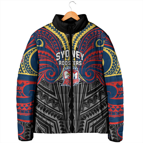 Custom Sydney Roosters Padded Jacket Roosters Warrior Polynesia Islander Rugby Mascot