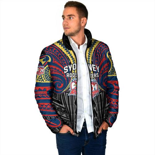 Custom Sydney Roosters Padded Jacket Roosters Warrior Polynesia Islander Rugby Mascot