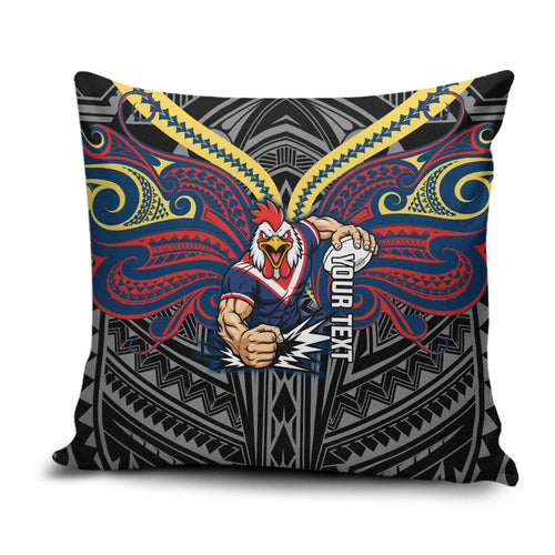 Custom Sydney Roosters Pillow Cover Roosters Warrior Polynesia Islander Rugby Mascot