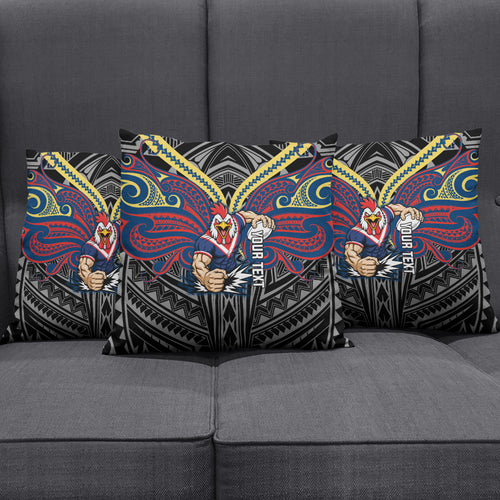 Custom Sydney Roosters Pillow Cover Roosters Warrior Polynesia Islander Rugby Mascot