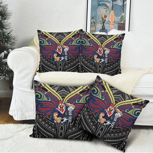 Custom Sydney Roosters Pillow Cover Roosters Warrior Polynesia Islander Rugby Mascot