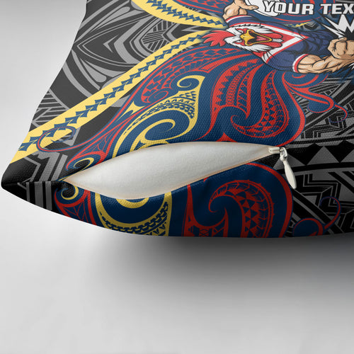 Custom Sydney Roosters Pillow Cover Roosters Warrior Polynesia Islander Rugby Mascot