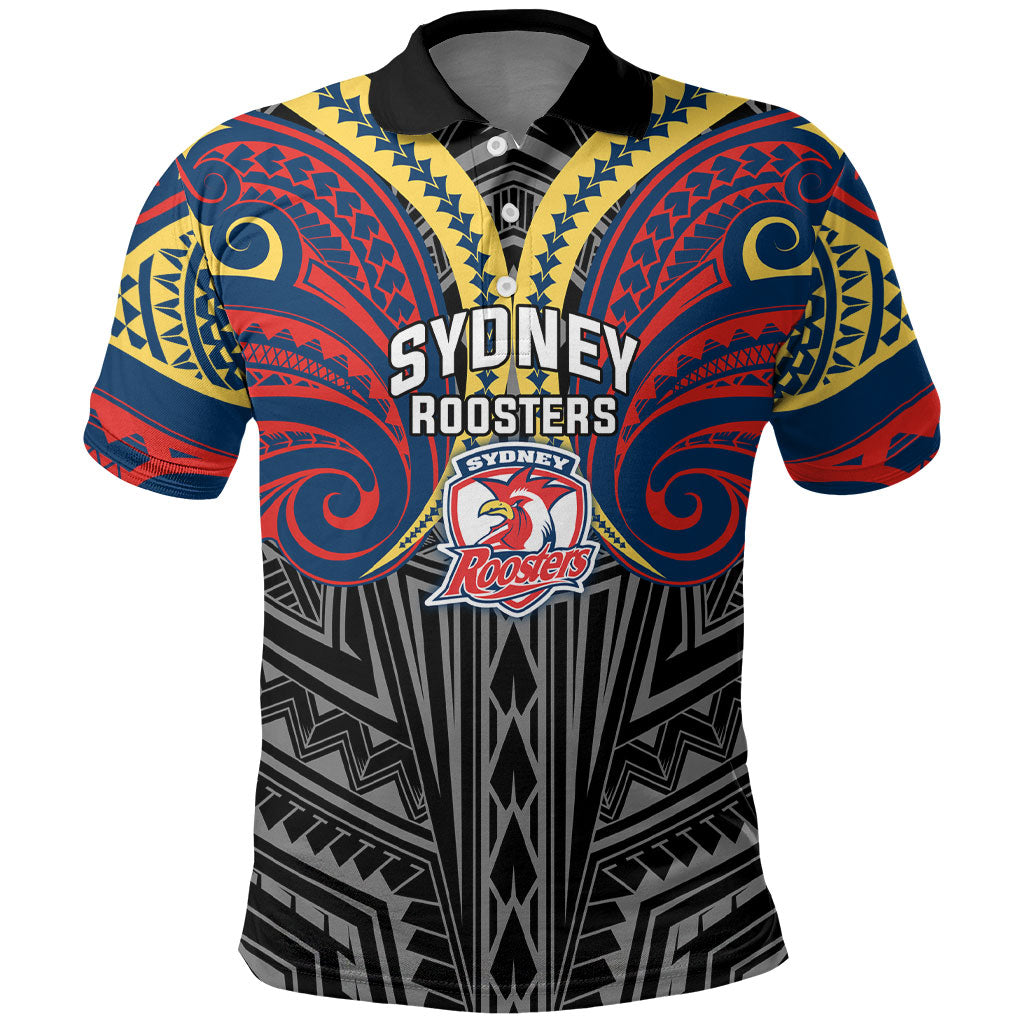 Custom Sydney Roosters Polo Shirt Roosters Warrior Polynesia Islander Rugby Mascot