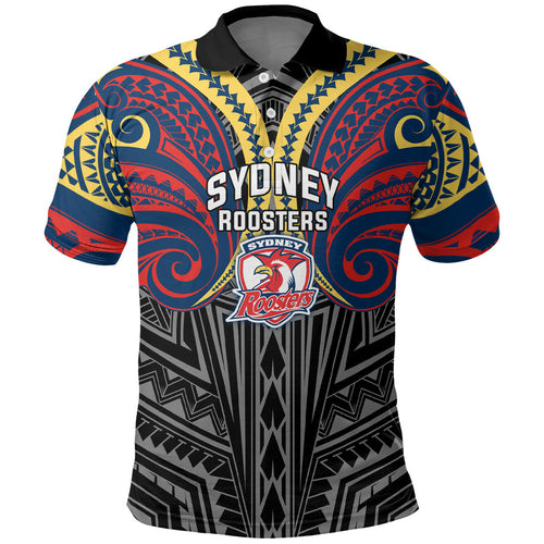 Custom Sydney Roosters Polo Shirt Roosters Warrior Polynesia Islander Rugby Mascot