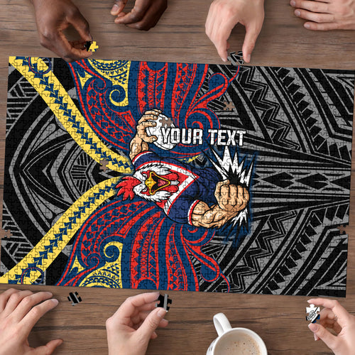 Custom Sydney Roosters Puzzle Roosters Warrior Polynesia Islander Rugby Mascot