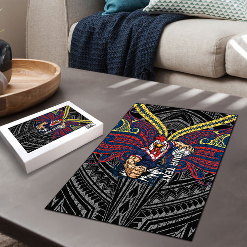 Custom Sydney Roosters Puzzle Roosters Warrior Polynesia Islander Rugby Mascot