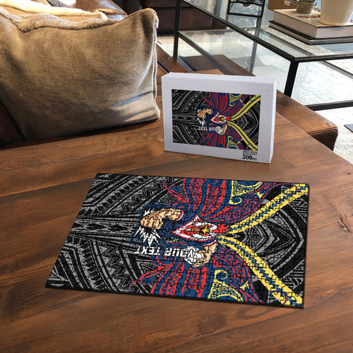 Custom Sydney Roosters Puzzle Roosters Warrior Polynesia Islander Rugby Mascot