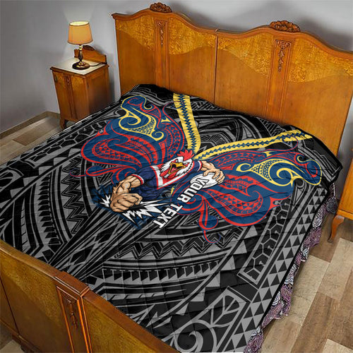 Custom Sydney Roosters Quilt Roosters Warrior Polynesia Islander Rugby Mascot