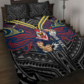 Custom Sydney Roosters Quilt Bed Set Roosters Warrior Polynesia Islander Rugby Mascot