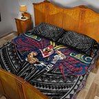 Custom Sydney Roosters Quilt Bed Set Roosters Warrior Polynesia Islander Rugby Mascot