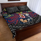 Custom Sydney Roosters Quilt Bed Set Roosters Warrior Polynesia Islander Rugby Mascot