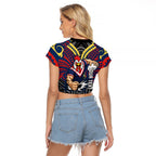 Custom Sydney Roosters Raglan Cropped T Shirt Roosters Warrior Polynesia Islander Rugby Mascot
