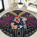Custom Sydney Roosters Round Carpet Roosters Warrior Polynesia Islander Rugby Mascot
