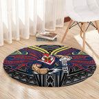Custom Sydney Roosters Round Carpet Roosters Warrior Polynesia Islander Rugby Mascot