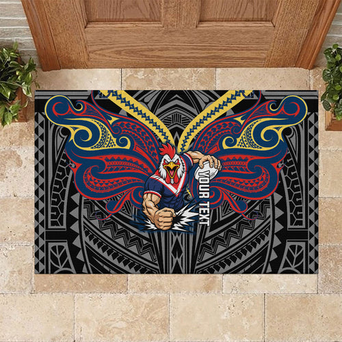 Custom Sydney Roosters Rubber Doormat Roosters Warrior Polynesia Islander Rugby Mascot