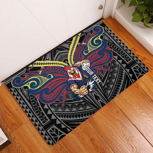 Custom Sydney Roosters Rubber Doormat Roosters Warrior Polynesia Islander Rugby Mascot
