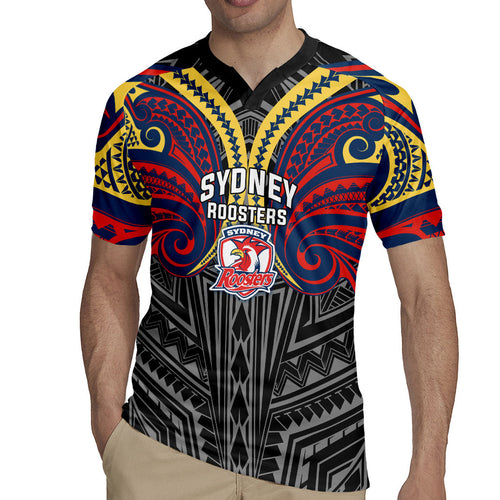 Custom Sydney Roosters Rugby Jersey Roosters Warrior Polynesia Islander Rugby Mascot