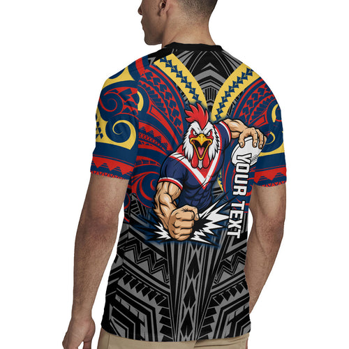 Custom Sydney Roosters Rugby Jersey Roosters Warrior Polynesia Islander Rugby Mascot