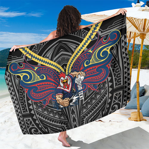 Custom Sydney Roosters Sarong Roosters Warrior Polynesia Islander Rugby Mascot