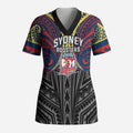 Custom Sydney Roosters Scrub Top Roosters Warrior Polynesia Islander Rugby Mascot