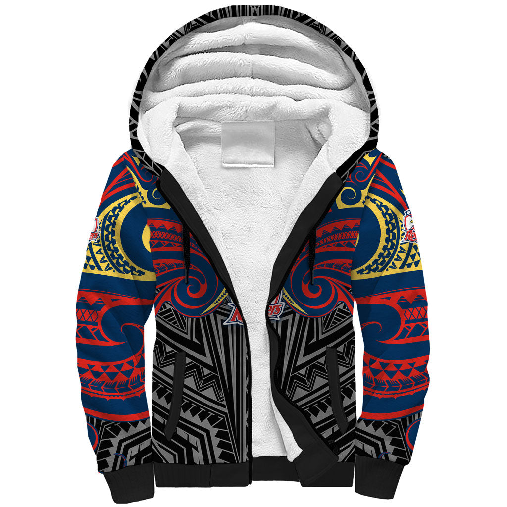 Custom Sydney Roosters Sherpa Hoodie Roosters Warrior Polynesia Islander Rugby Mascot