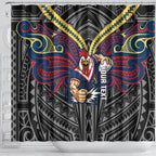 Custom Sydney Roosters Shower Curtain Roosters Warrior Polynesia Islander Rugby Mascot