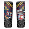 Custom Sydney Roosters Skinny Tumbler Roosters Warrior Polynesia Islander Rugby Mascot