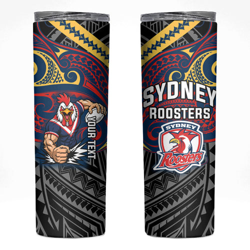 Custom Sydney Roosters Skinny Tumbler Roosters Warrior Polynesia Islander Rugby Mascot