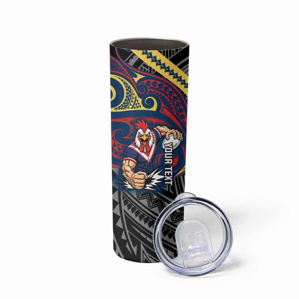 Custom Sydney Roosters Skinny Tumbler Roosters Warrior Polynesia Islander Rugby Mascot