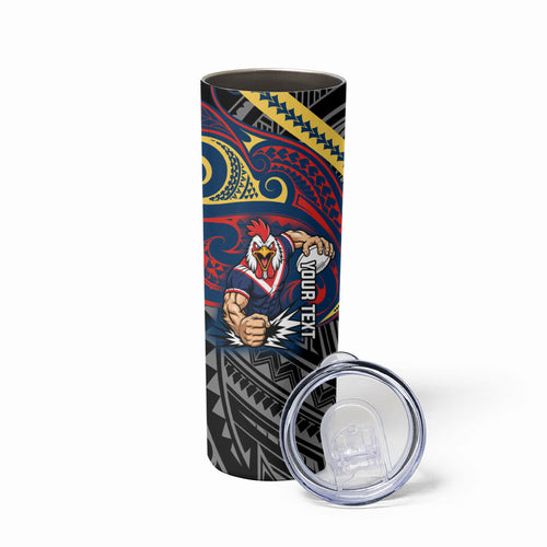 Custom Sydney Roosters Skinny Tumbler Roosters Warrior Polynesia Islander Rugby Mascot