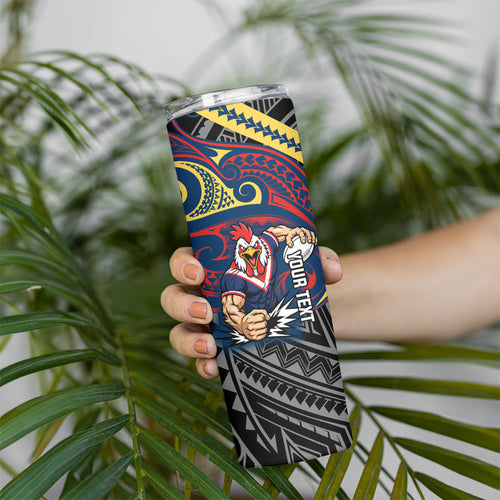 Custom Sydney Roosters Skinny Tumbler Roosters Warrior Polynesia Islander Rugby Mascot