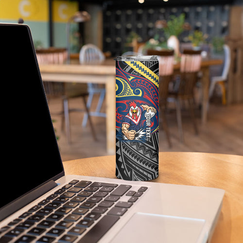 Custom Sydney Roosters Skinny Tumbler Roosters Warrior Polynesia Islander Rugby Mascot
