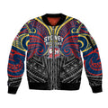 Custom Sydney Roosters Sleeve Zip Bomber Jacket Roosters Warrior Polynesia Islander Rugby Mascot